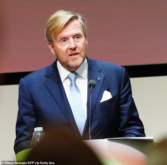 King Willem-Alexander of the Netherlands speaks during his visit to the Danish Industry in Copenhagen