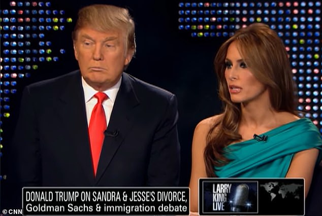 'He does, he spends most of the time with me,' Melania replied with a laugh, as Trump sat next to her on-screen