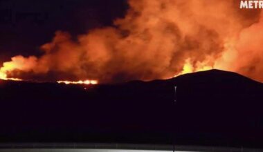 Watch: Iceland volcano eruption lights up night sky