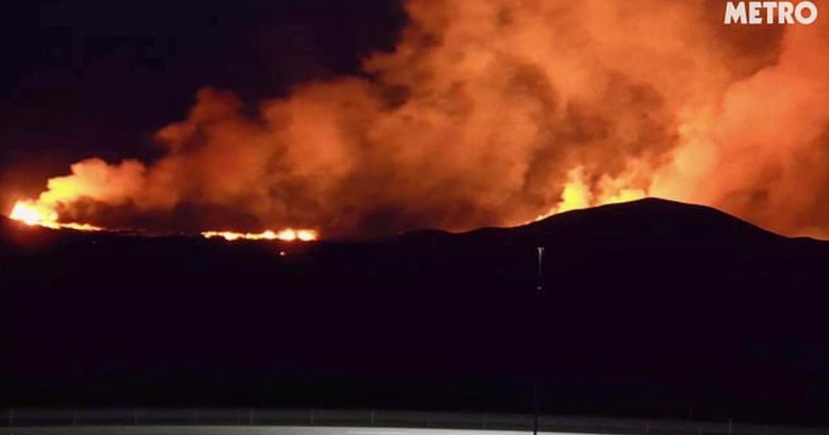 Watch: Iceland volcano eruption lights up night sky