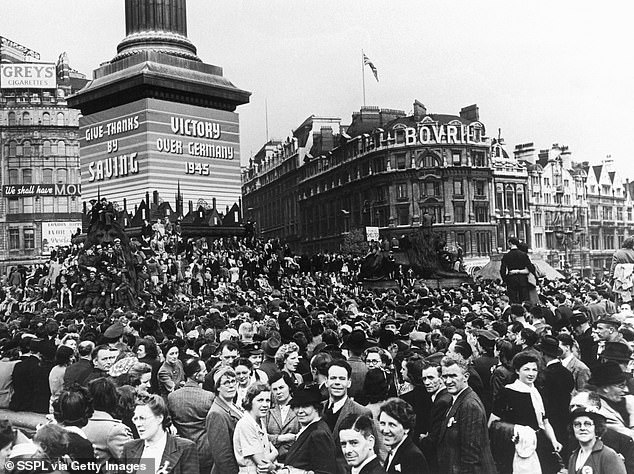 Londoners celebrate VE Day in 1945 - when Nazi Germany surrendered, finally ending the war in Europe