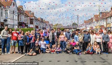 A new bank holiday is planned which could see communities coming together to throw street parties to mark the 80th anniversary of the end of the Second World War (pictured: Gosport, Hampshire, partying during the King's Coronation bank holiday)