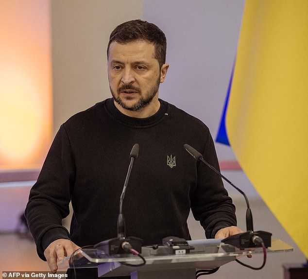 Volodymyr Zelensky delivers a joint statement with Prime Minister of Denmark following their meeting in Kyiv on November 19