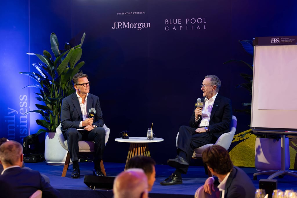 JPMorgan Chase’s Asia-Pacific CEO Sjoerd Leenart (left) in a fireside chat with Howard Marks (right), the co-founder and co-chairman of Oaktree Capital Management during the pre-summit dinner of the 2024 Family Office Summit in Hong Kong on November 15, 2024. Photo: SCMP JPMorgan Chase’s Asia-Pacific CEO Sjoerd Leenart (left) in a fireside chat with Howard Marks (right), the co-founder and co-chairman of Oaktree Capital Management during the pre-summit dinner of the 2024 Family Office Summit in Hong Kong on November 15, 2024. Photo: SCMP