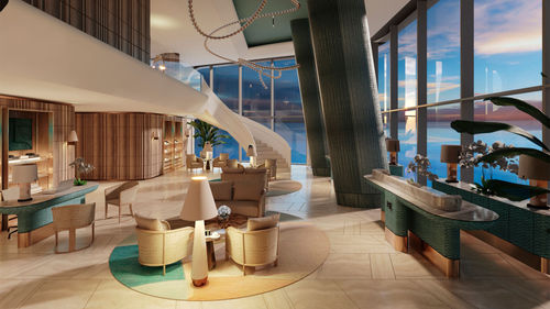 A rendering of the lobby at the ME Malta. A rendering of the lobby at the ME Malta.