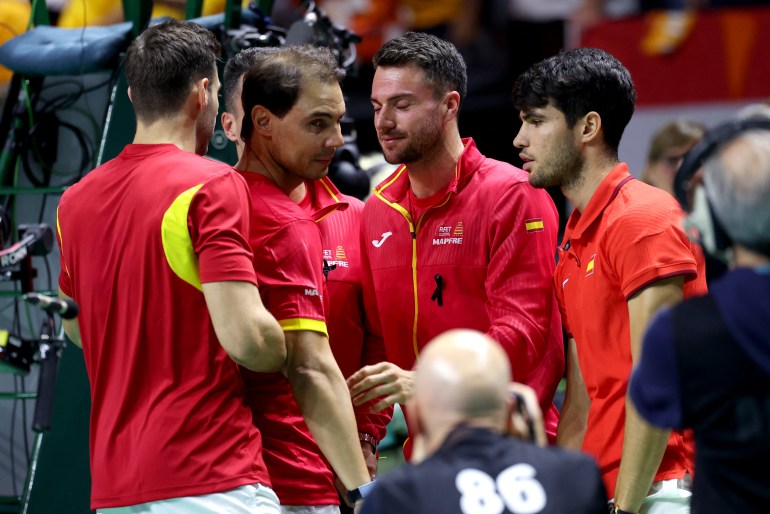 Nadal with Davis Cup teammates.