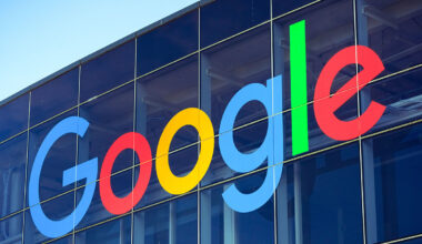Google logo on one of the buildings situated in Googleplex, the company's main campus in Silicon Valley