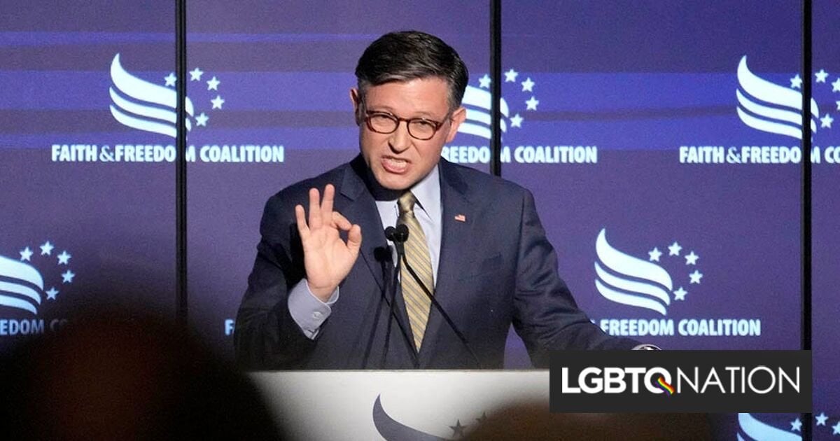 Mike Johnson refuses to say that Sarah McBride is a woman