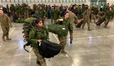 Canadian soldiers leave Edmonton for Latvia as part of ongoing mission to support NATO