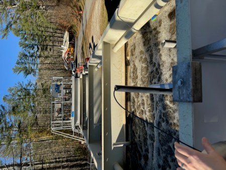 Image of wastewater being treated inside a mobile treatment unit.