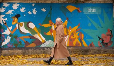 A woman walked by graffiti done in 2016 by Moldovan artists celebrating 25 years since the country declared its independence from the Soviet Union, in Chisinau, Moldova, Monday.
