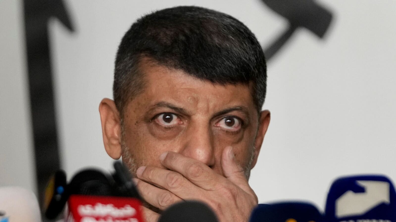 FILE - Hezbollah's chief spokesman Mohammed Afif gestures as he speaks during a press conference in Dahiyeh, in the southern suburb of Beirut, Lebanon, Monday, Nov. 11, 2024. (AP Photo/Hussein Malla, File)