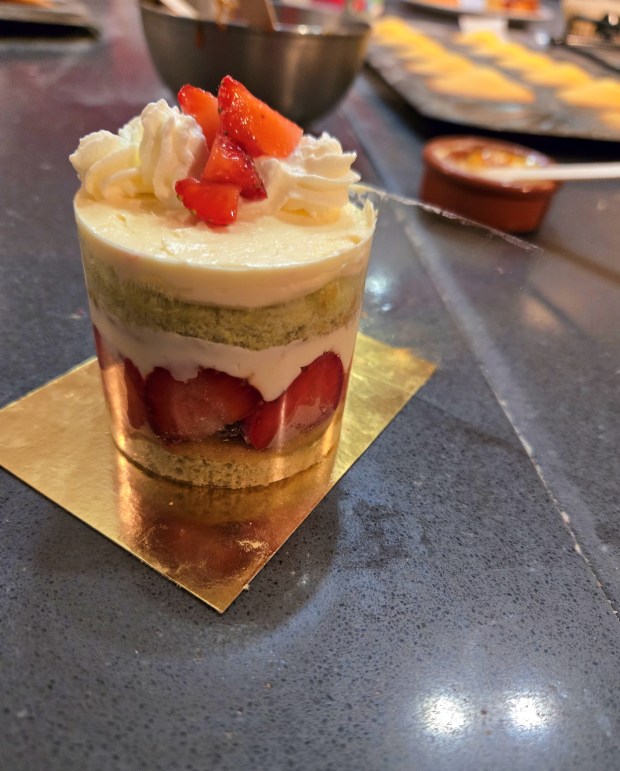 This elegant strawberry pastry was created by Sascha Nelson at a La Cuisine cooking class in Paris. (Janet Podolak - For The News-Herald)