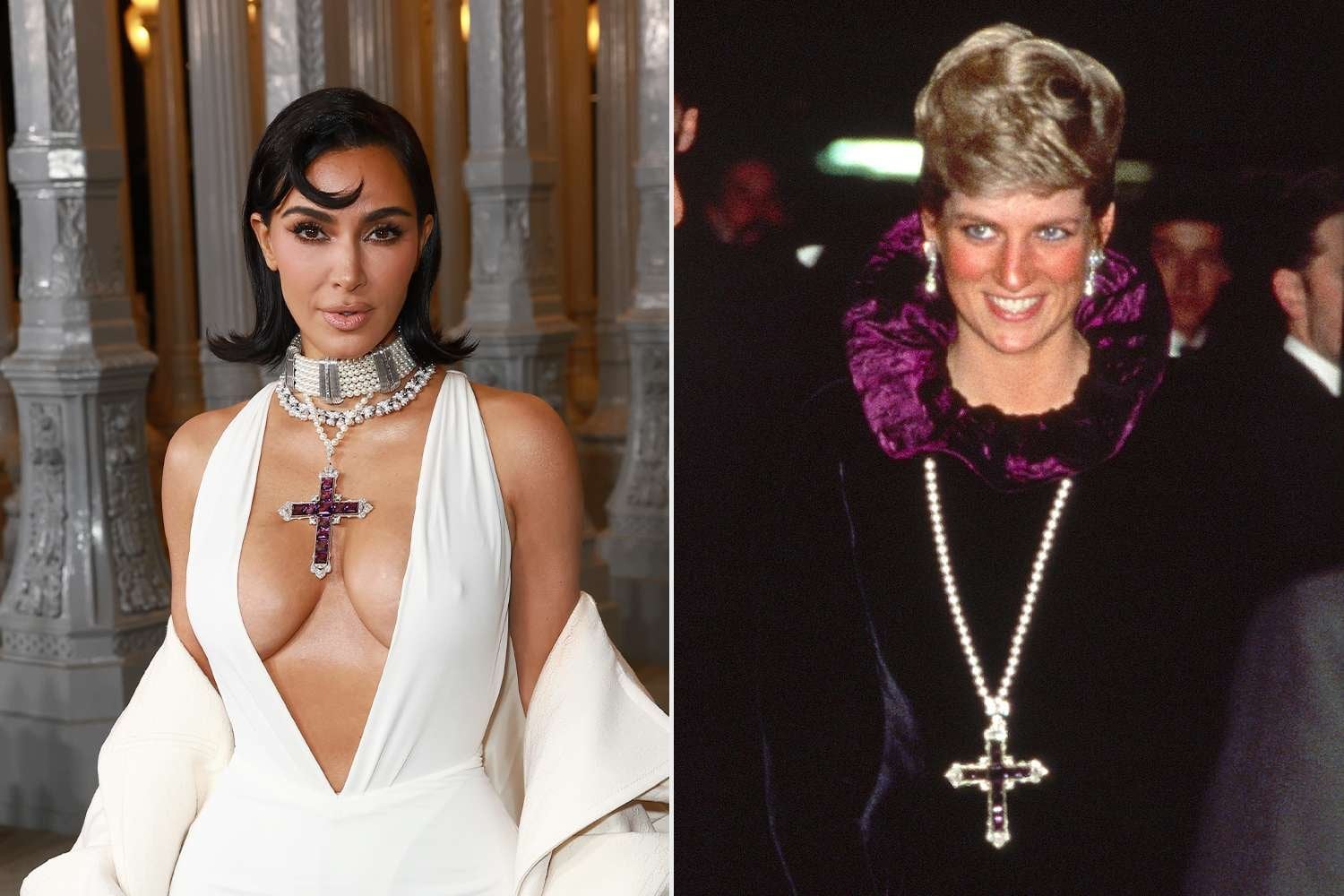 Kim Kardashian Wears Princess Diana’s Cross Pendant with Super Risqué Gown at LACMA Art + Film Gala