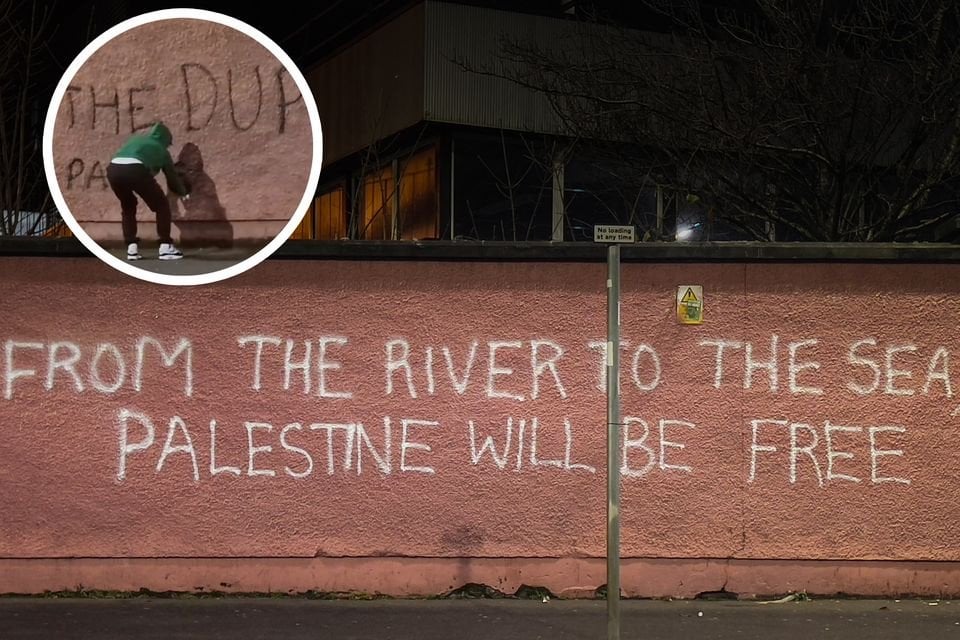 Fresh pro-Palestine graffiti appears overnight at Belfast hospital
