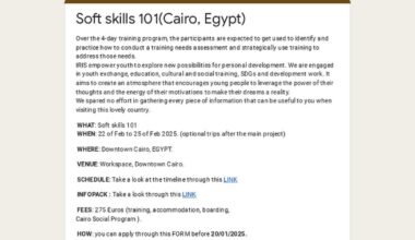 Call for International Students and Graduates from All over the World to Apply for the Training Program (Soft Skills 101)