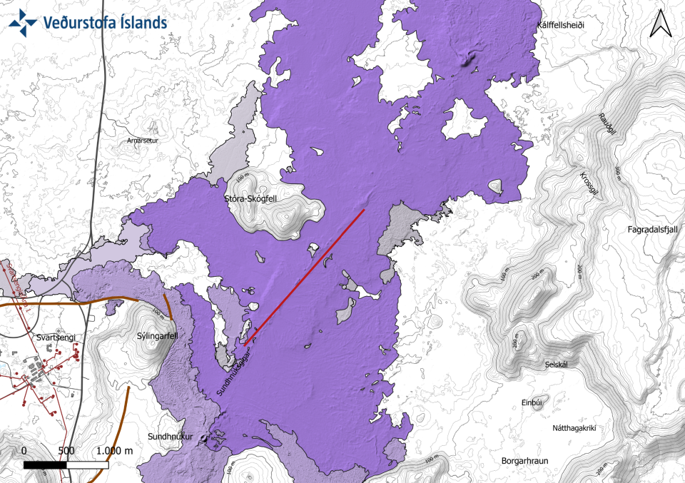 Map of the latest eruption in Iceland on 11/20/2025.