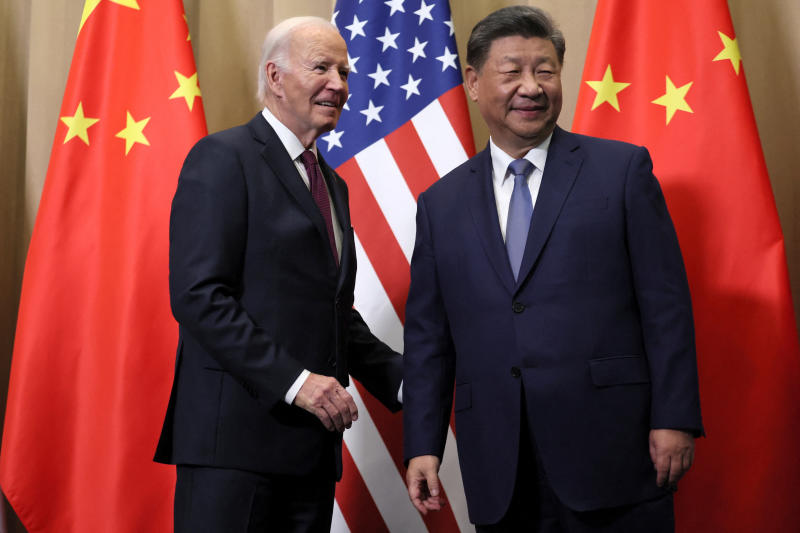 US President Joe Biden meets with China's President Xi Jinping on the sidelines of the APEC Summit in Lima, Peru on Saturday. (Reuters photo)