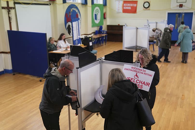 People cast their votes at Greenmount National School in Cork, 29 November, 2024