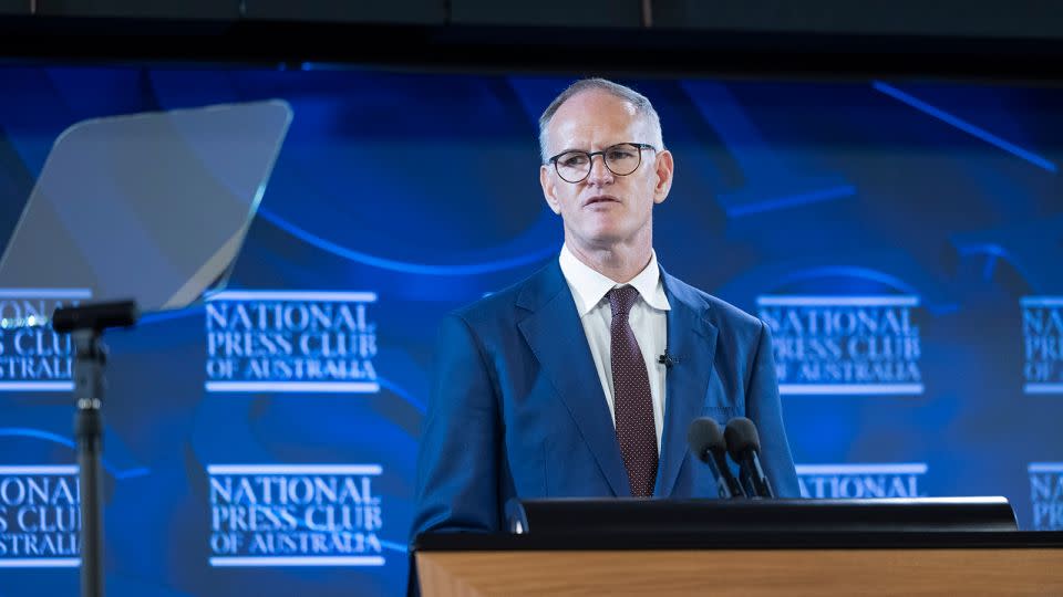 Michael Miller, executive chairman of News Corp Australasia, addresses the National Press Club in Canberra in June. - Hilary Wardhaugh/National Press Club