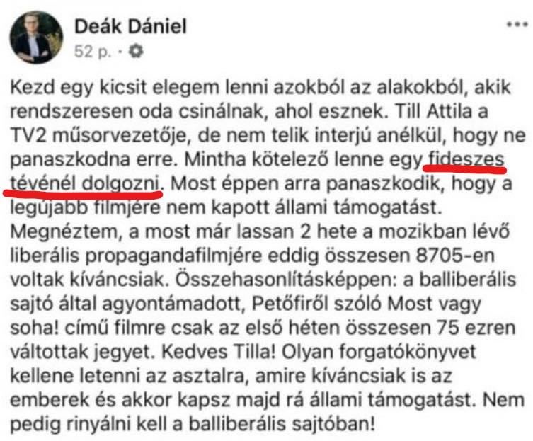 Deák Dániel elszólta magát, mégiscsak fideszes a TV2 – Gulyás Gergely miniszter múltkor még azt mondta, nem tartozik rá a csatorna