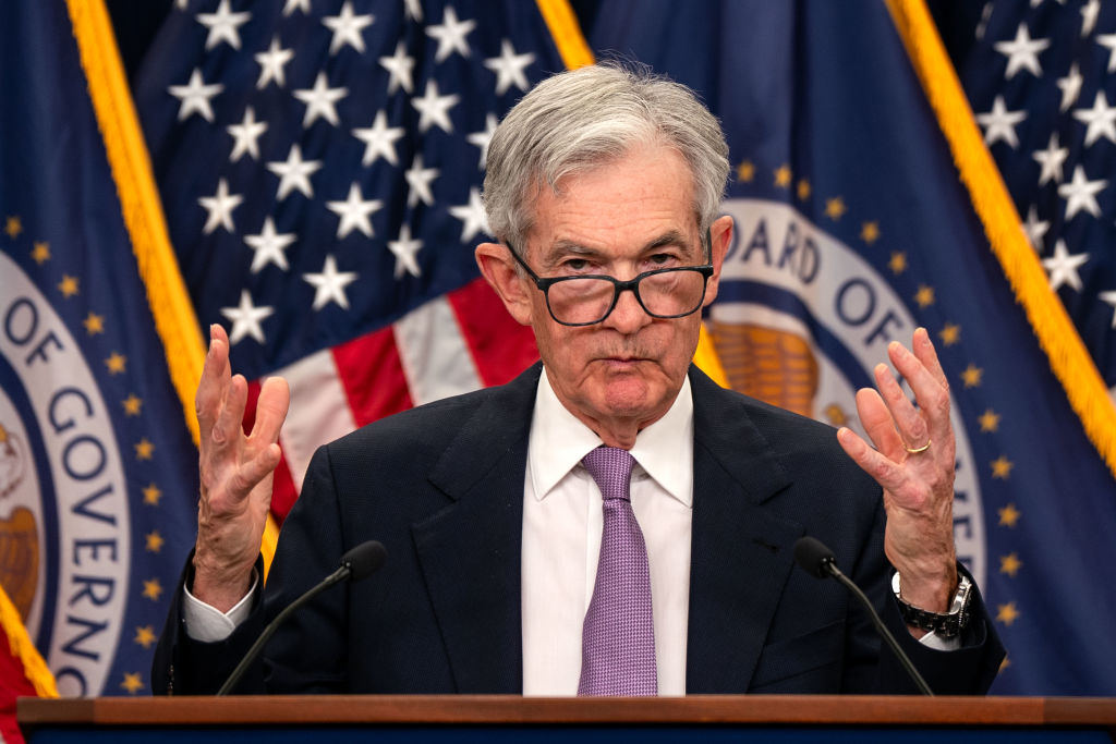 WASHINGTON, DC - NOVEMBER 07:   Federal Reserve Board Federal Reserve Chairman Jerome Powell speaks during a news conference following a Federal Open Market Committee meeting in Washington on November 07, 2024 in Washington, DC. The Federal Reserve cut interest rates the second time this year, cutting its benchmark lending rate by a quarter percentage point as they extend efforts to keep the US economic expansion on solid footing amid concerns about a weakening labor market.  (Photo by Kent Nishimura/Getty Images)