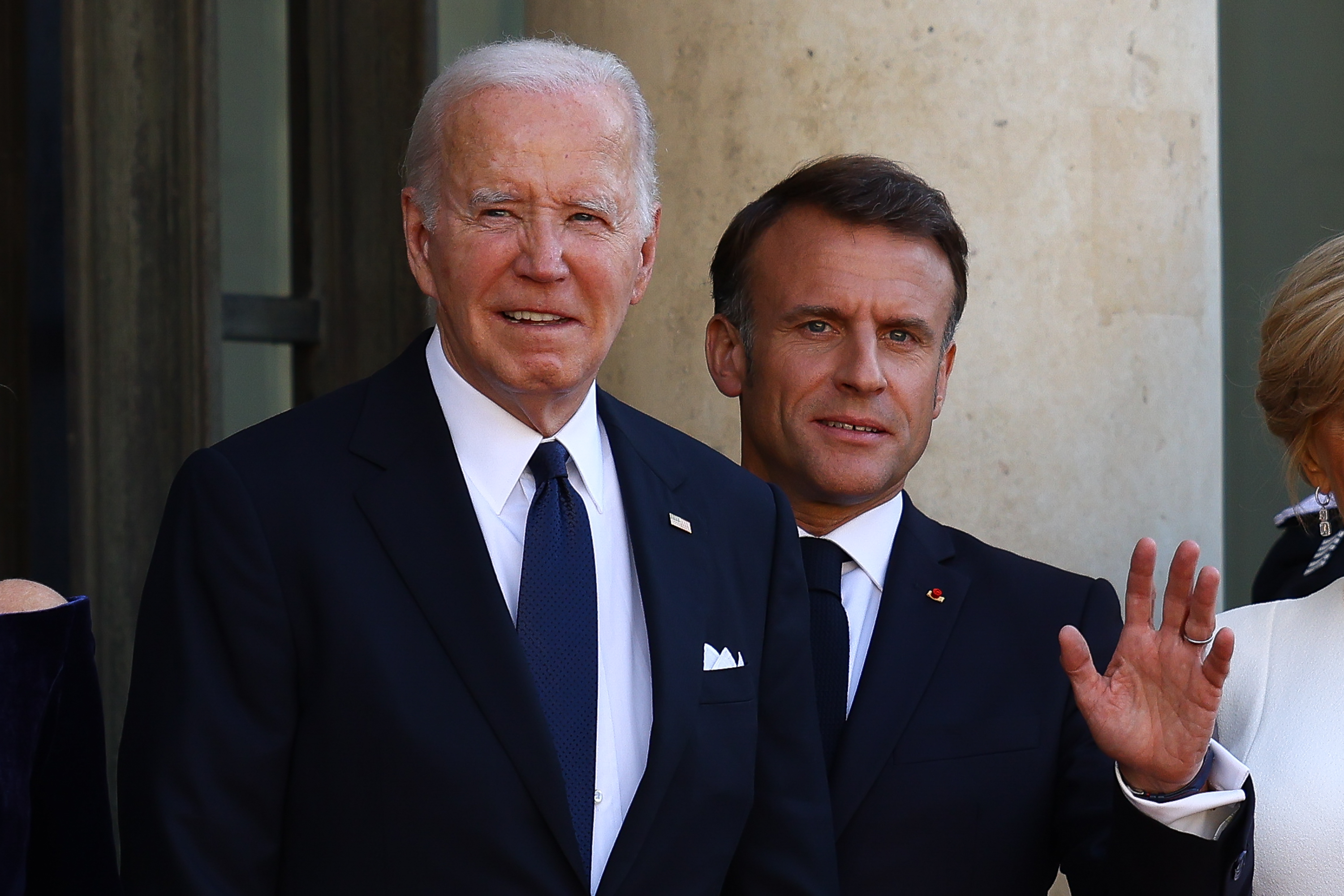 Joe Biden and Emmanuel Macron in Paris