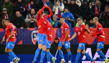 Utkání závěrečného 6. kola skupiny B1 fotbalové Ligy národů Česko - Gruzie, 19. listopadu 2024, Olomouc. (Střed) Pavel Šulc z Česka.