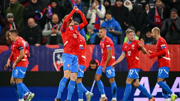Utkání závěrečného 6. kola skupiny B1 fotbalové Ligy národů Česko - Gruzie, 19. listopadu 2024, Olomouc. (Střed) Pavel Šulc z Česka.