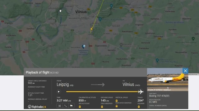 DHL Cargo Plane Bound for Vilnius Crashes into Residential Area Near Airport