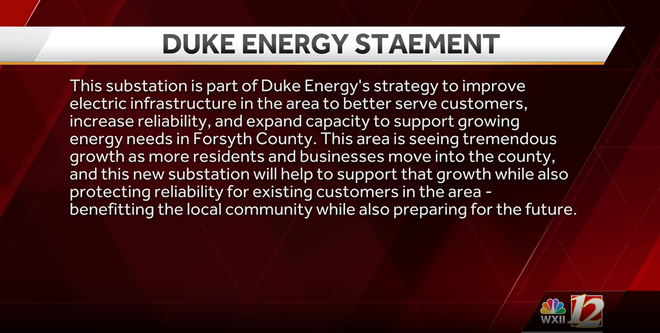 duke energy winston salem patterson avenue substation statment