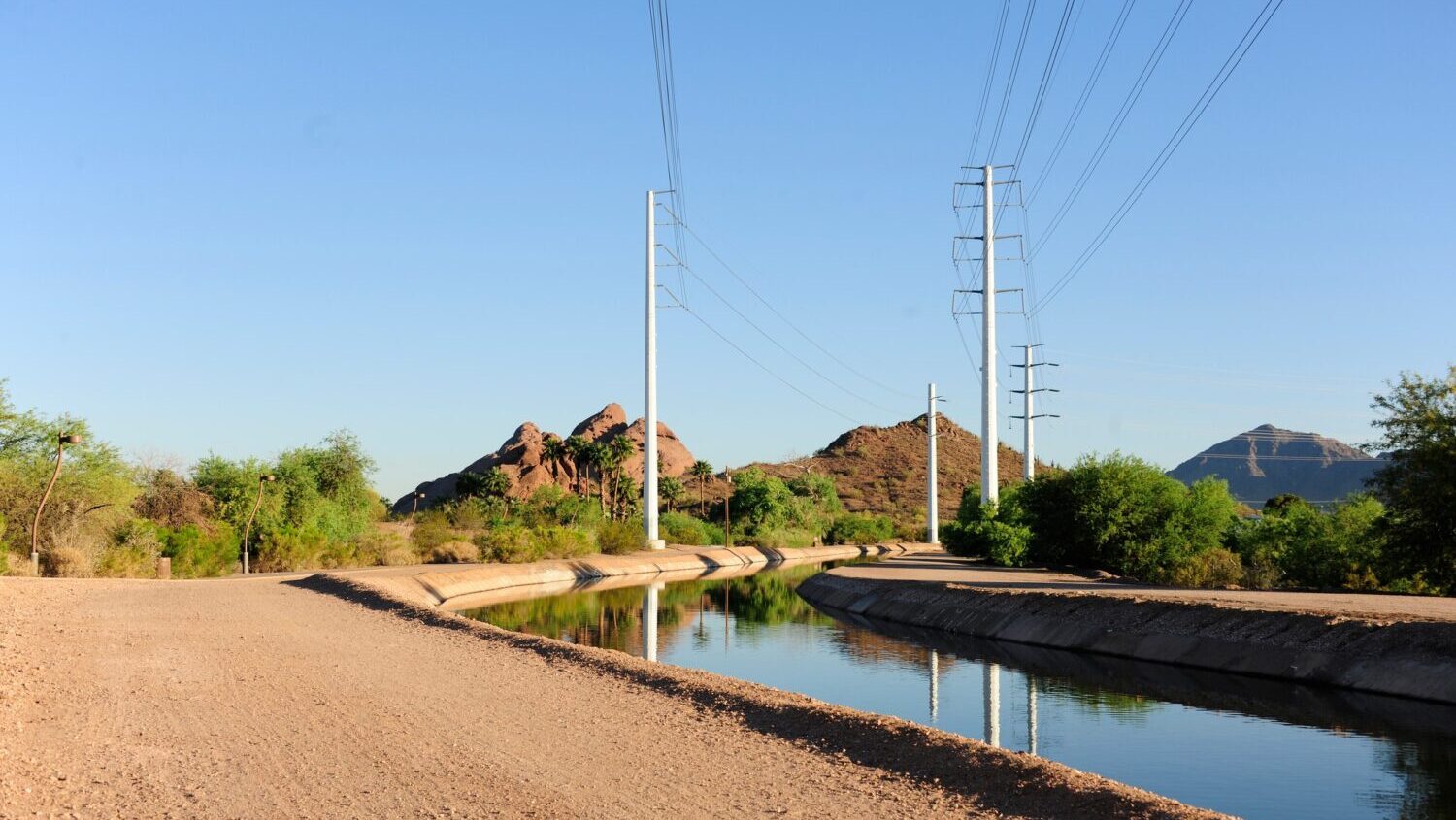 SRP energy lines over Arizona canal...