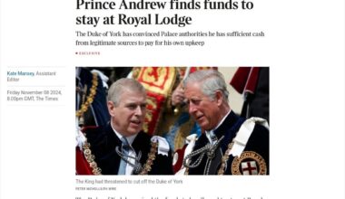 Prince Andrew finds funds to stay at Royal Lodge