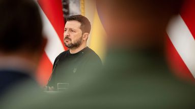 Volodymyr Zelensky lors d'un déplacement au Danemark. 