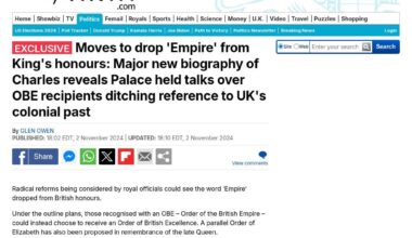 Moves to drop 'Empire' from King's honours: Major new biography of Charles reveals Palace held talks over OBE recipients ditching reference to UK's colonial past