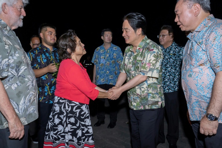 Taiwan President Lai Ching-te (second from right) called on like-minded governments to