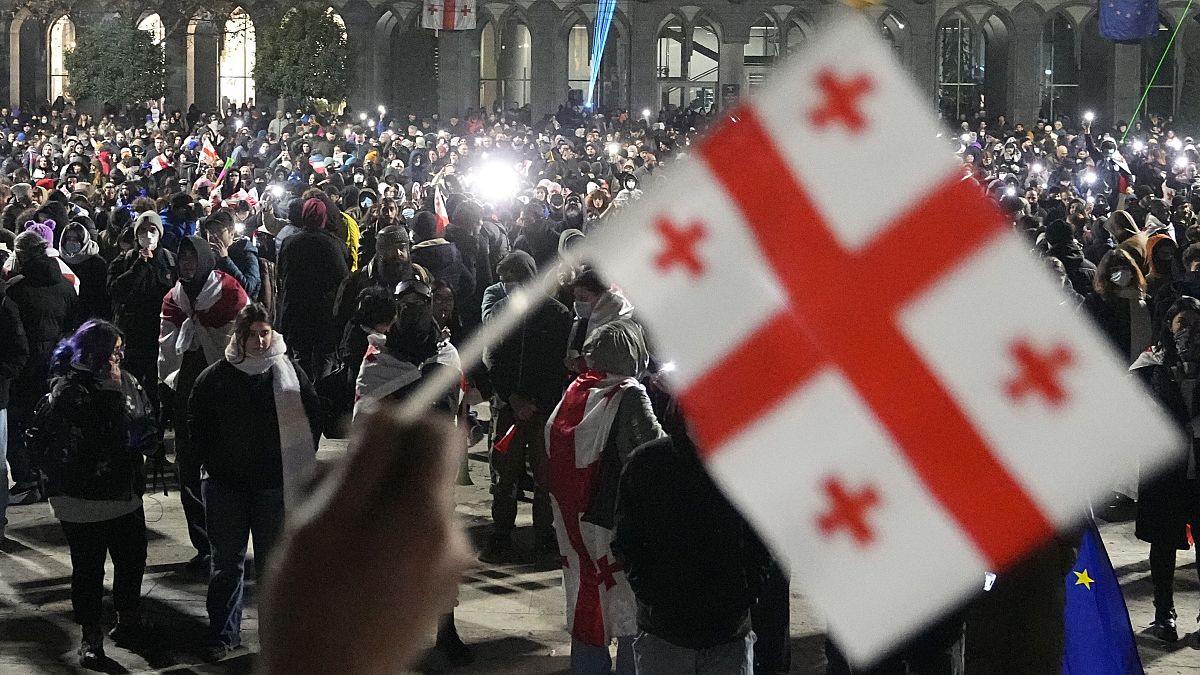 Protests across Georgia against suspension of EU accession talks enter second week