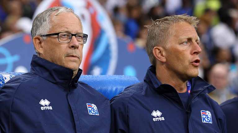 Lars Lagerbäck och Heimir Hallgrimsson, EM 2016.