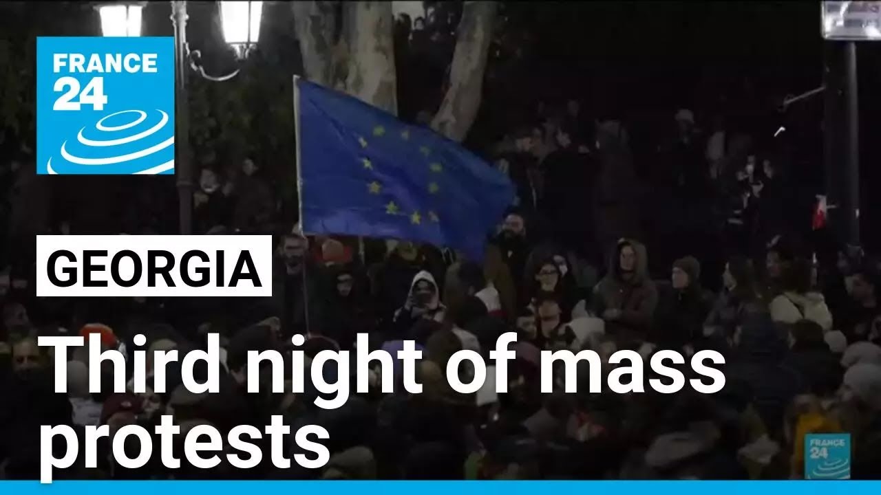 Georgia sees third night of mass protests after ruling party suspends EU talks • FRANCE 24 English
