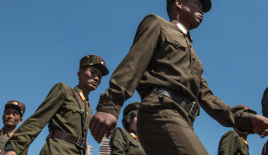 North Korean Soldiers in Ceremony