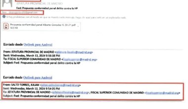 El fiscal general recibió el mail con la confesión del novio de Ayuso 85 minutos antes de su difusión en la radio - El Mundo