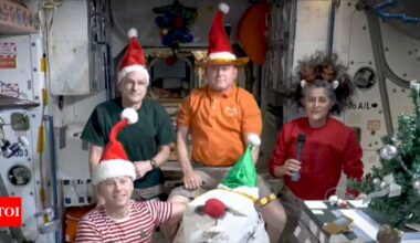 Christmas in space mystery: Astronauts’ festive photo sparks gravity-defying questions - 'Are they in film studio?'