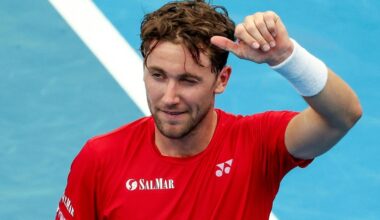 World number six Casper Ruud opened his season with a tough three-set win at the United Cup (DAVID GRAY)