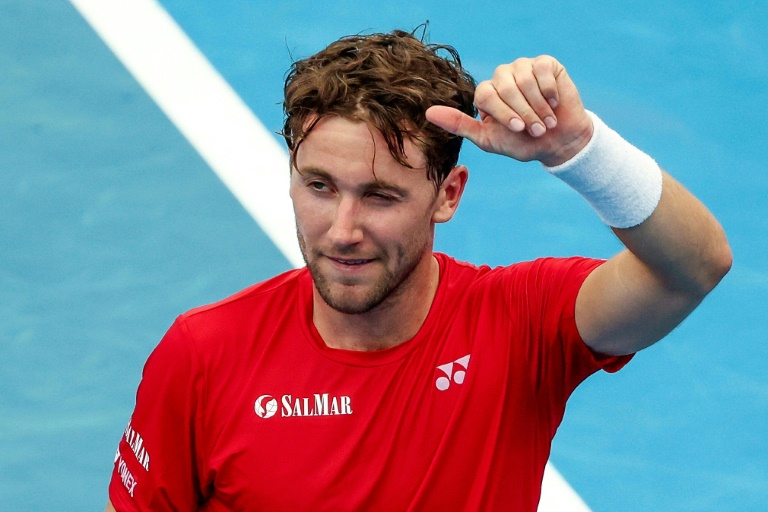 World number six Casper Ruud opened his season with a tough three-set win at the United Cup (DAVID GRAY)