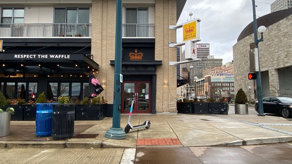 Taste of Belgium building damaged at The Banks after car crash