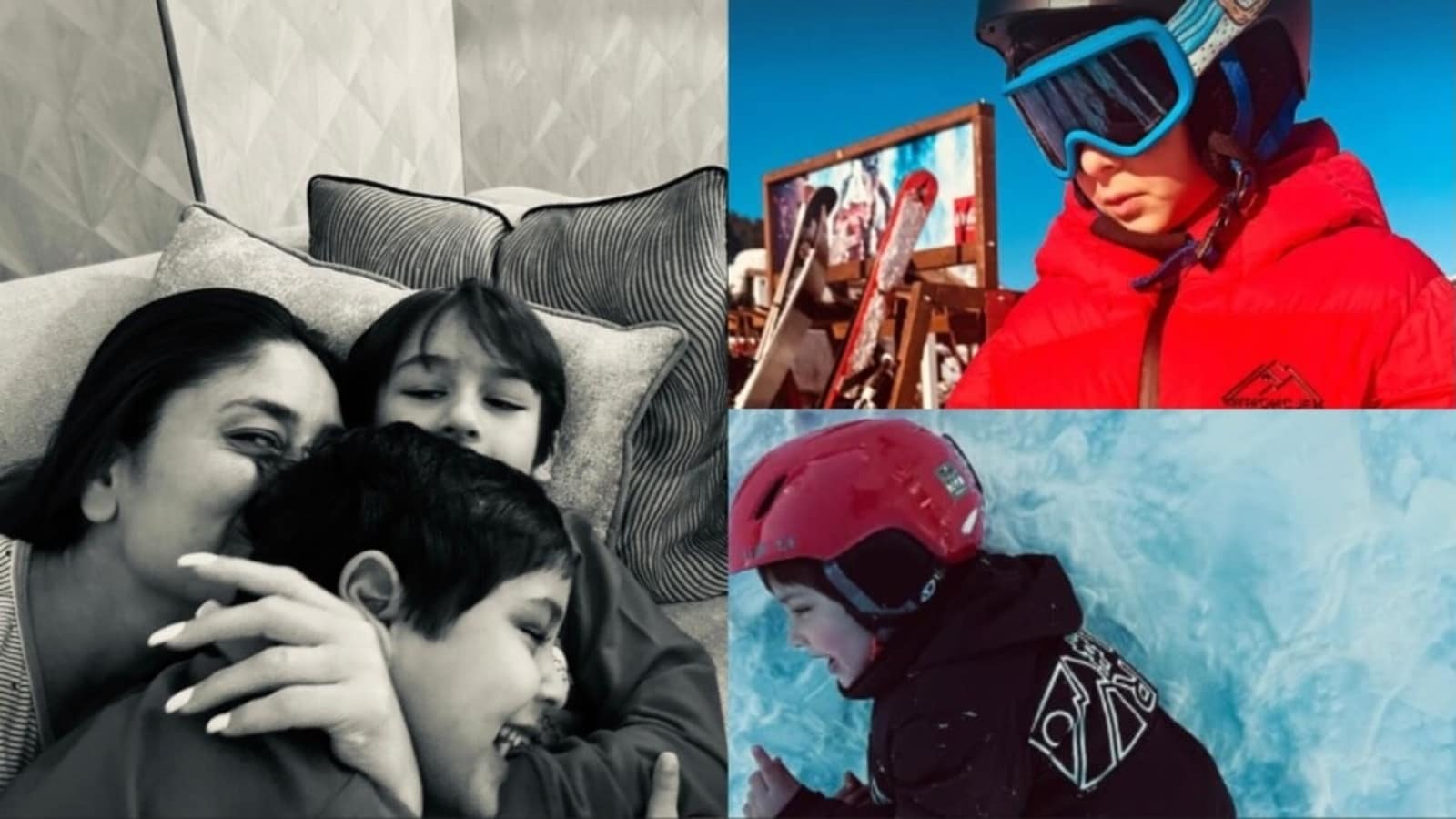 Kareena Kapoor shares pics of Taimur from skiing session in Switzerland, laughs at Jeh's antics. See here | Bollywood