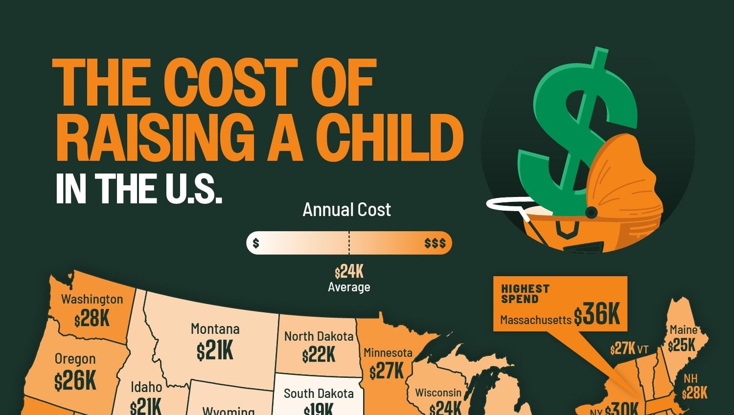 Mapped: The Cost of Raising a Child in the U.S.