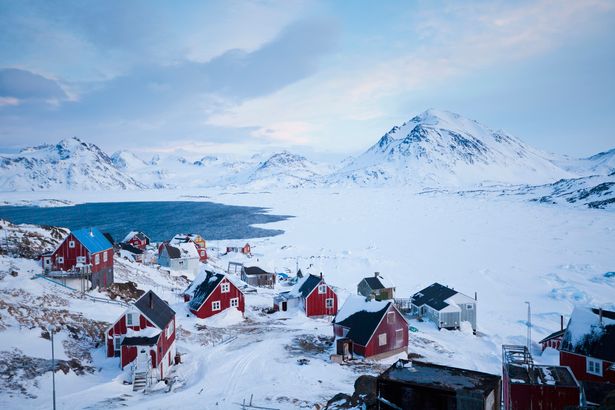 Greenland village of Kulusuk in winter 