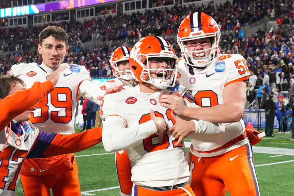 Clemson is in the College Football Playoff after freshman Nolan Hauser kicked a game-winning 56-yard field goal to beat SMU in the ACC title game. (Grant Halverson/Getty Images)