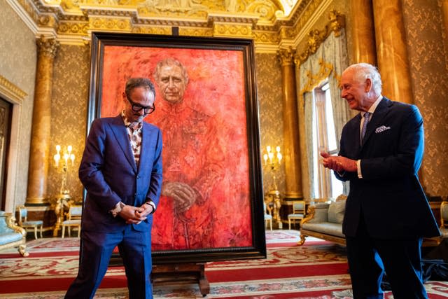 Charles unveils a portrait of himself done by Jonathan Yeo